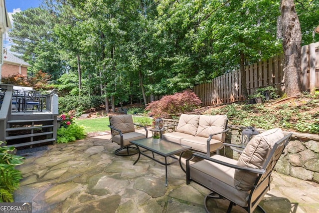220 Webley Ln, Alpharetta, GA 30022 - view of patio featuring a deck and an outdoor living space