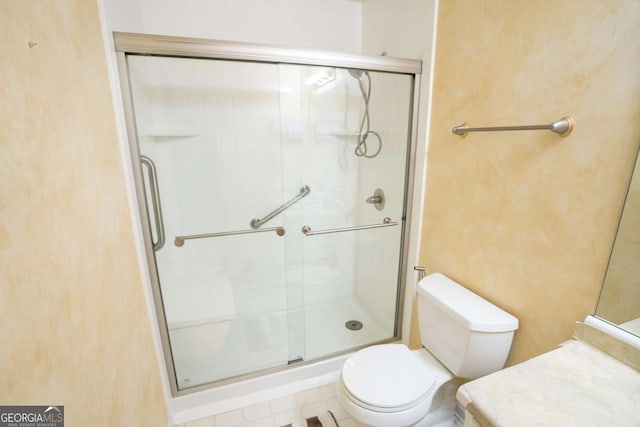 2840 General Lee Way, Buford, GA 30519 - full bathroom featuring toilet, a stall shower, and vanity