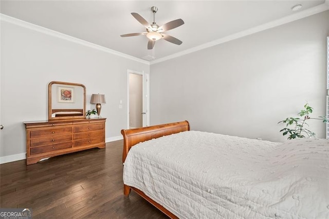993 Harvest Park Ln, Suwanee, GA 30024 - bedroom with ornamental molding, wood finished floors, and ceiling fan
