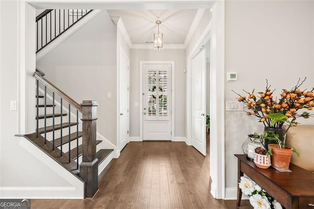993 Harvest Park Ln, Suwanee, GA 30024 - entrance foyer featuring stairway and wood finished floors
