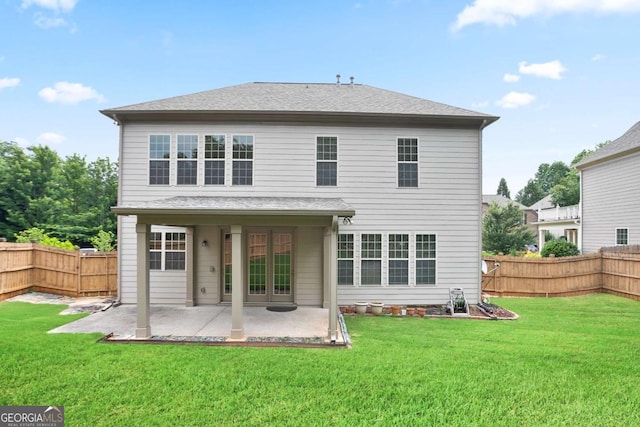 12194 Limeridge Ct, Alpharetta, GA 30004 - back of house featuring a patio, a fenced backyard, and french doors