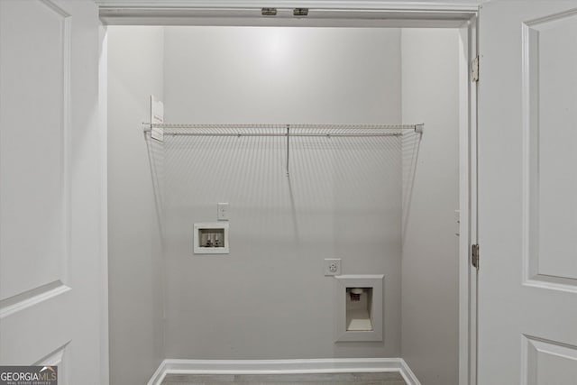 2137 Chadwick Rd SW, Atlanta, GA 30331 - washroom featuring hookup for an electric dryer, washer hookup, baseboards, and wood finished floors