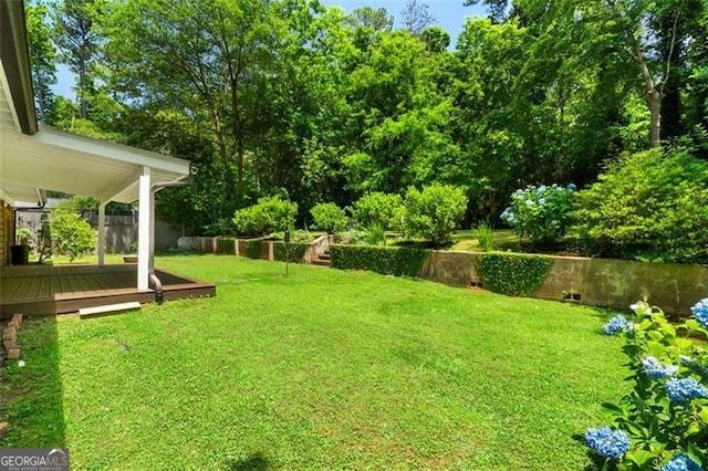 1492 Sagewood Cir, Stone Mountain, GA 30083 - view of yard featuring a wooden deck