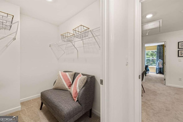 1404 Gray Branch Dr, Lawrenceville, GA 30045 - sitting room featuring attic access, carpet flooring, baseboards, and recessed lighting