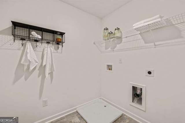 1404 Gray Branch Dr, Lawrenceville, GA 30045 - laundry room with washer hookup, hookup for an electric dryer, and baseboards