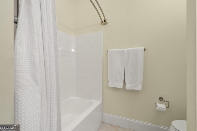 1724 Watercrest Way # G, Young Harris, GA 30582 - bathroom with baseboards, tile patterned floors, toilet, and shower / bath combo