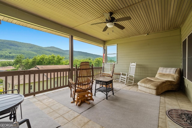 1724 Watercrest Way # G, Young Harris, GA 30582 - view of patio / terrace featuring a mountain view and a ceiling fan