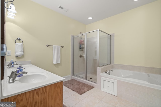 1724 Watercrest Way # G, Young Harris, GA 30582 - full bath with tile patterned floors, a bath, a shower stall, and double vanity