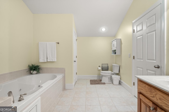 1724 Watercrest Way # G, Young Harris, GA 30582 - full bathroom featuring a jetted tub, toilet, baseboards, vanity, and tile patterned floors