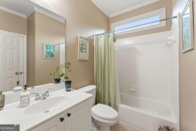 412 Mill Stream Way, Woodstock, GA 30188 - full bath featuring ornamental molding, vanity, and shower / tub combo