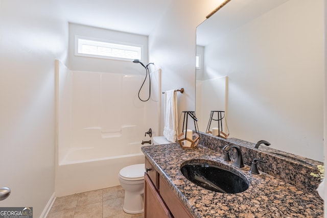 370 Grand Teton Cir, Fayetteville, GA 30215 - bathroom with toilet, vanity, shower / bath combination, and tile patterned floors