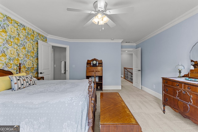 55 Jolie Ln, Sharpsburg, GA 30277 - bedroom with ornamental molding, carpet flooring, and ceiling fan
