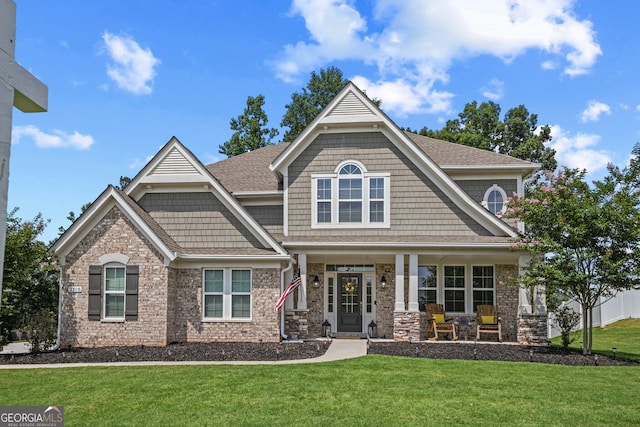 2118 Harmony Dr, Canton, GA 30115 - craftsman house with a front lawn, a porch, and roof with shingles