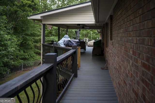 323 Mccartan Trl, Clarkesville, GA 30523 - wooden terrace with a ceiling fan