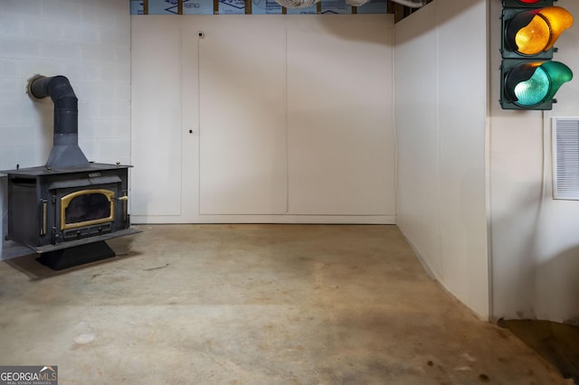 323 Mccartan Trl, Clarkesville, GA 30523 - basement with a wood stove