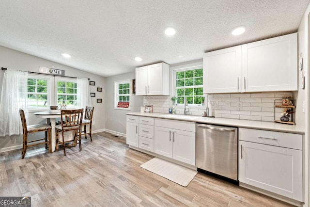 187 Angers Ct, Dahlonega, GA 30533 - kitchen featuring dishwasher, a textured ceiling, white cabinets, light countertops, and a sink