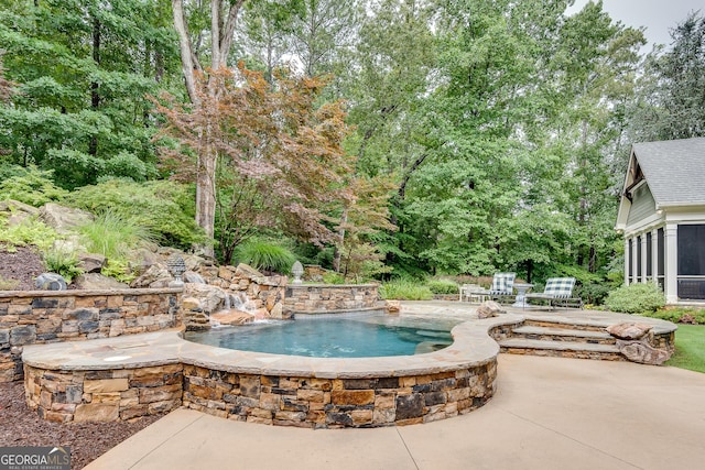 114 Trinity Hollow Dr, Canton, GA 30115 - view of pool with a patio and a sunroom