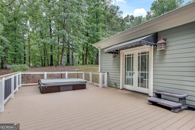 114 Trinity Hollow Dr, Canton, GA 30115 - deck with a covered hot tub and french doors