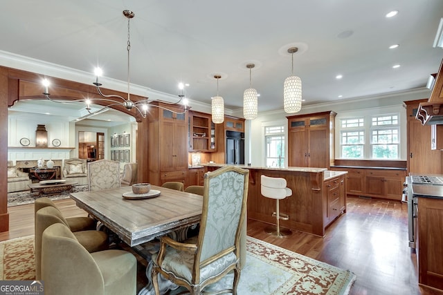 114 Trinity Hollow Dr, Canton, GA 30115 - dining area featuring crown molding, wood finished floors, and recessed lighting