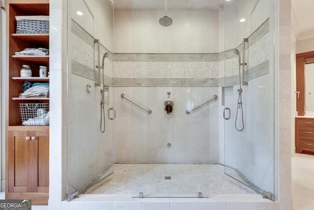 114 Trinity Hollow Dr, Canton, GA 30115 - bathroom featuring a stall shower and vanity