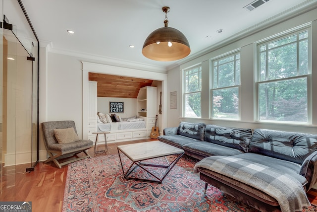 114 Trinity Hollow Dr, Canton, GA 30115 - living room with ornamental molding, wood finished floors, and recessed lighting