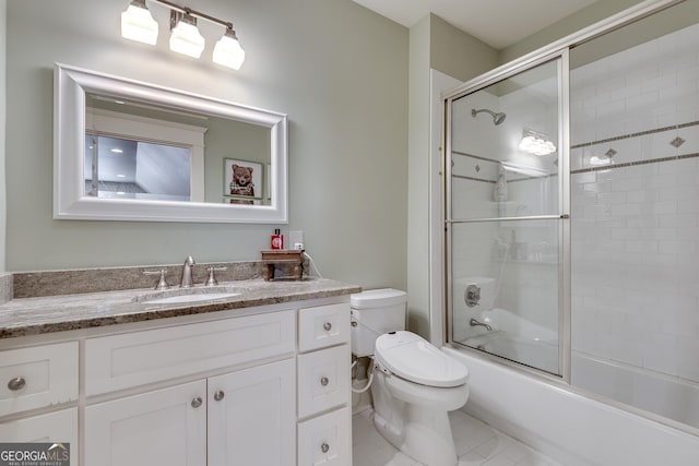 114 Trinity Hollow Dr, Canton, GA 30115 - full bathroom with toilet, vanity, combined bath / shower with glass door, and tile patterned floors