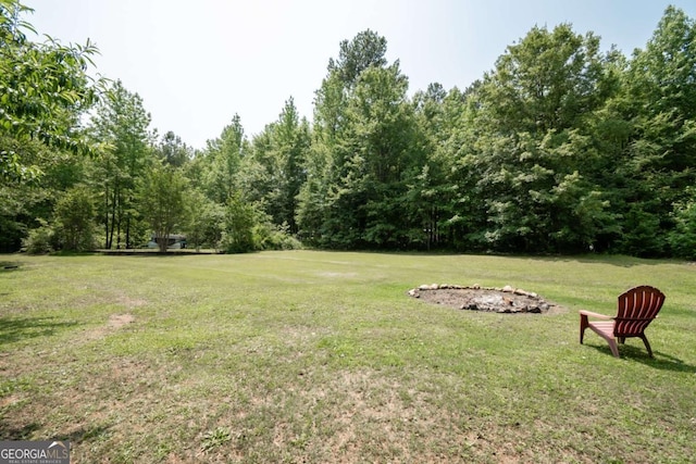 1079 Hardeman Farm Rd, Carnesville, GA 30521 - view of green lawn with a fire pit