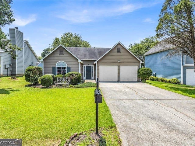 4517 Baker Grove Rd NW, Acworth, GA 30101 - ranch-style home with an attached garage, concrete driveway, and a front yard