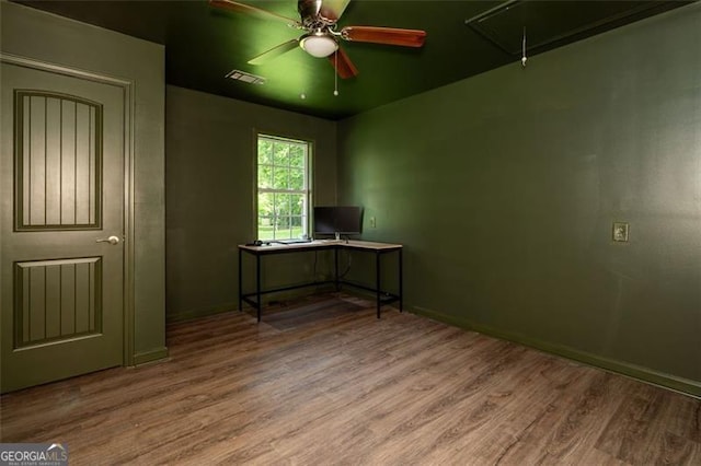 76 Vaughn NE, Cartersville, GA 30121 - office space featuring attic access, ceiling fan, and wood finished floors