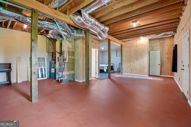 254 Rue Ln, Clayton, GA 30525 - unfinished basement featuring water heater and heating unit