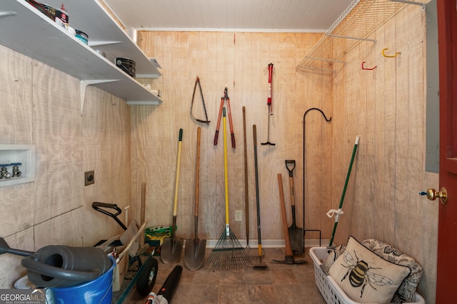254 Rue Ln, Clayton, GA 30525 - washroom with hookup for a washing machine and wood walls
