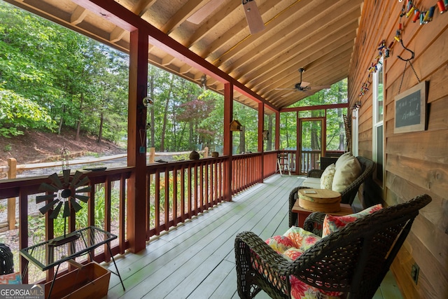 254 Rue Ln, Clayton, GA 30525 - wooden deck with a ceiling fan