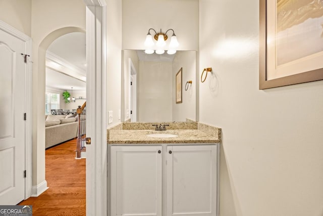 86 Crestview Dr, Guyton, GA 31312 - bathroom with vanity, wood finished floors, and connected bathroom