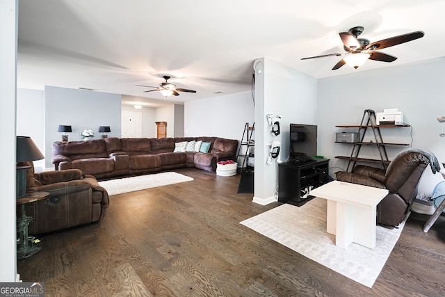 784 Crestworth Xing, Powder Springs, GA 30127 - living room with ceiling fan and wood finished floors