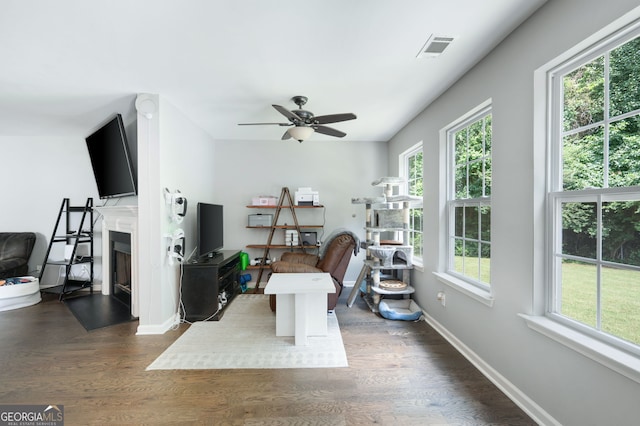 784 Crestworth Xing, Powder Springs, GA 30127 - office space with healthy amount of natural light, a fireplace, and wood finished floors