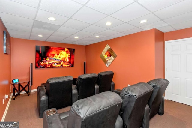 5810 Old Mill Trce, Lithonia, GA 30038 - carpeted cinema room with recessed lighting, a paneled ceiling, and baseboards