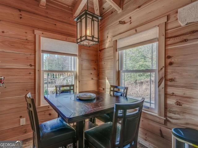 721 Dial Rd, Blue Ridge, GA 30513 - dining area featuring wooden walls and plenty of natural light