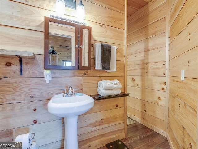 721 Dial Rd, Blue Ridge, GA 30513 - bathroom featuring wooden walls and wood finished floors