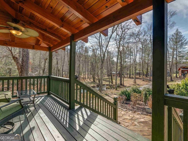 721 Dial Rd, Blue Ridge, GA 30513 - deck featuring a ceiling fan