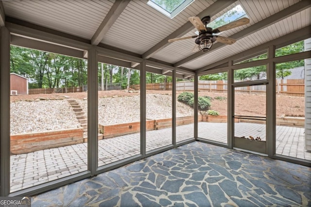 125 Sable Pointe Dr, Milton, GA 30004 - sunroom featuring a skylight and ceiling fan