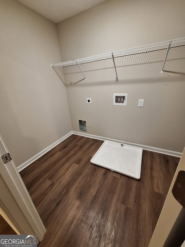 489 Asbury Mill Rd, Cleveland, GA 30528 - washroom with hookup for an electric dryer, hookup for a washing machine, wood finished floors, and baseboards