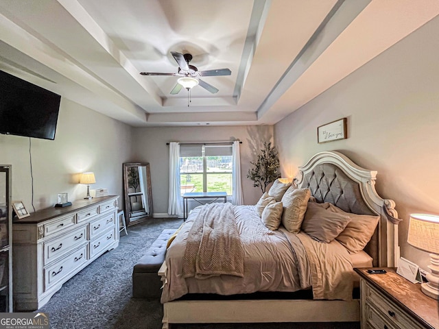 125 Kayla Ct, Locust Grove, GA 30248 - bedroom with a raised ceiling, carpet floors, and ceiling fan