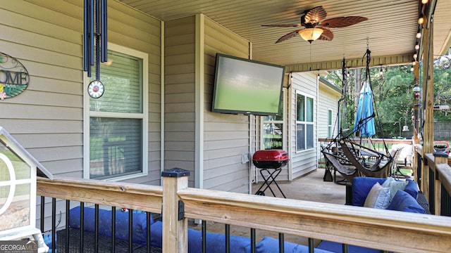125 Kayla Ct, Locust Grove, GA 30248 - deck featuring ceiling fan and area for grilling