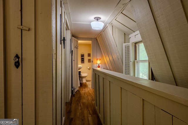 196 Elm St, Menlo, GA 30731 - hallway with an upstairs landing and dark wood-style floors