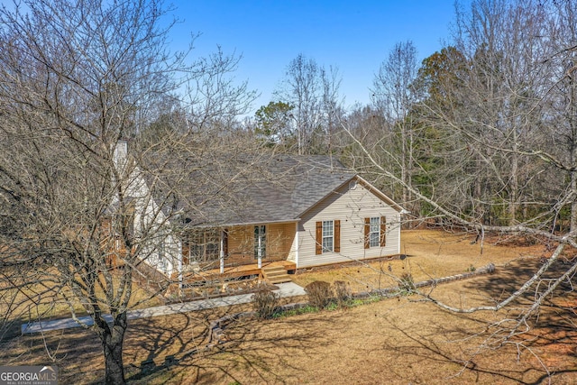 3725 Concord Rd, Newborn, GA 30056 - view of front of property featuring a porch, a chimney, and a shingled roof