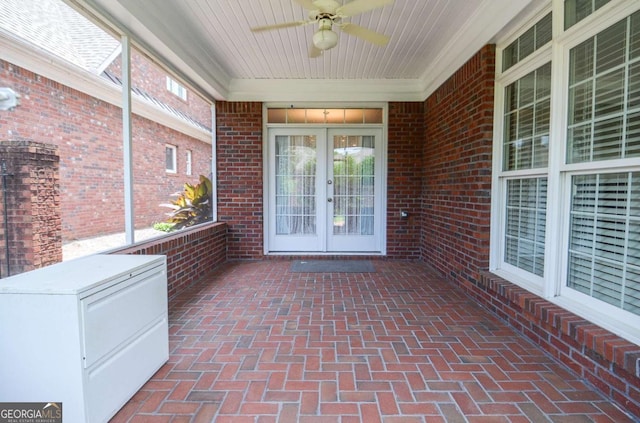 1570 Woodberry Run Dr, Snellville, GA 30078 - unfurnished sunroom with french doors, a ceiling fan, and healthy amount of natural light
