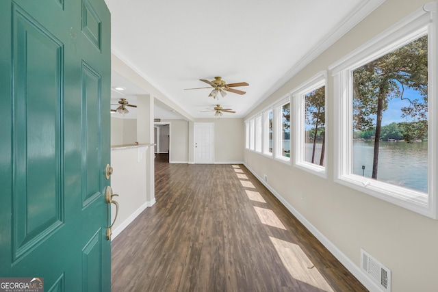 172B Hummingbird Ln, Jackson, GA 30233 - unfurnished sunroom featuring wood finished floors and a water view