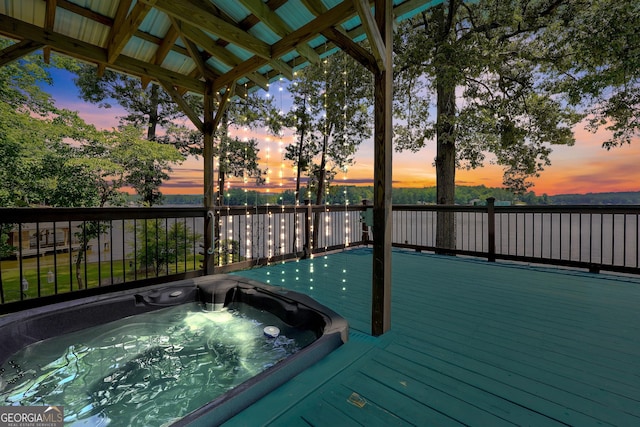 172B Hummingbird Ln, Jackson, GA 30233 - pool at dusk with a deck