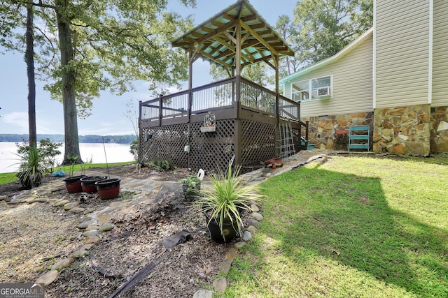 172B Hummingbird Ln, Jackson, GA 30233 - view of green lawn with a deck with water view