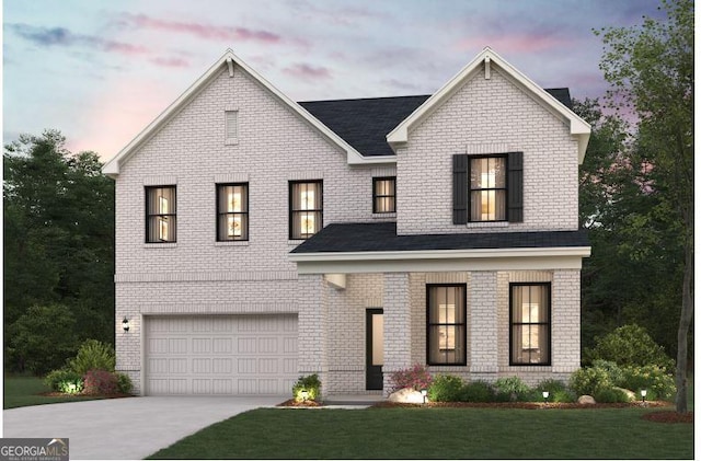 2048 Brookhill Way Lot 7, Snellville, GA 30078 - view of front of property with a garage, driveway, a front yard, and brick siding
